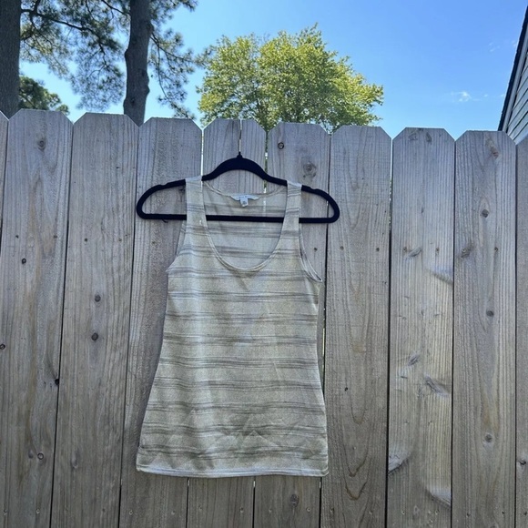 Banana Republic Tank Top Women's Sz Xs‎ Metallic Gold Striped Sleeveless - Picture 2 of 7